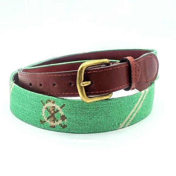 Smathers & Branson Hand-Stitched Needlepoint Leather Belt - Picture 1 of 9